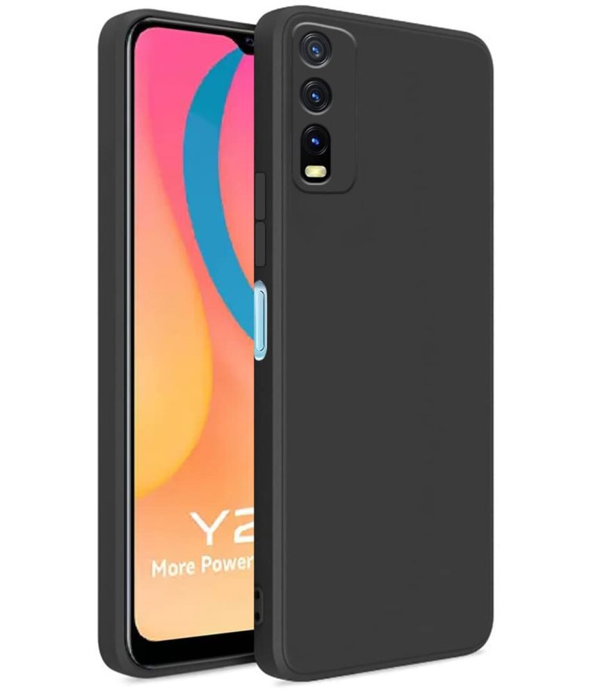     			Case Vault Covers - Black Silicon Plain Cases Compatible For Vivo Y20i ( Pack of 1 )