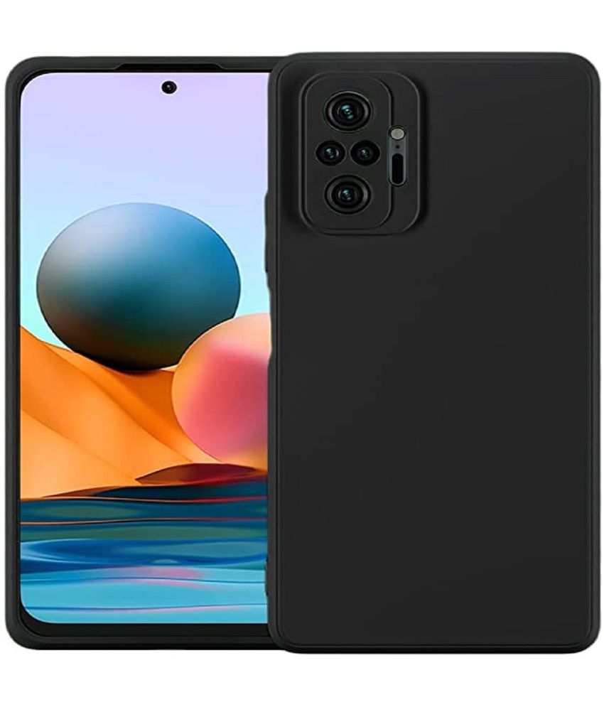     			Case Vault Covers - Black Silicon Plain Cases Compatible For Xiaomi Redmi Note 10 Pro ( Pack of 1 )