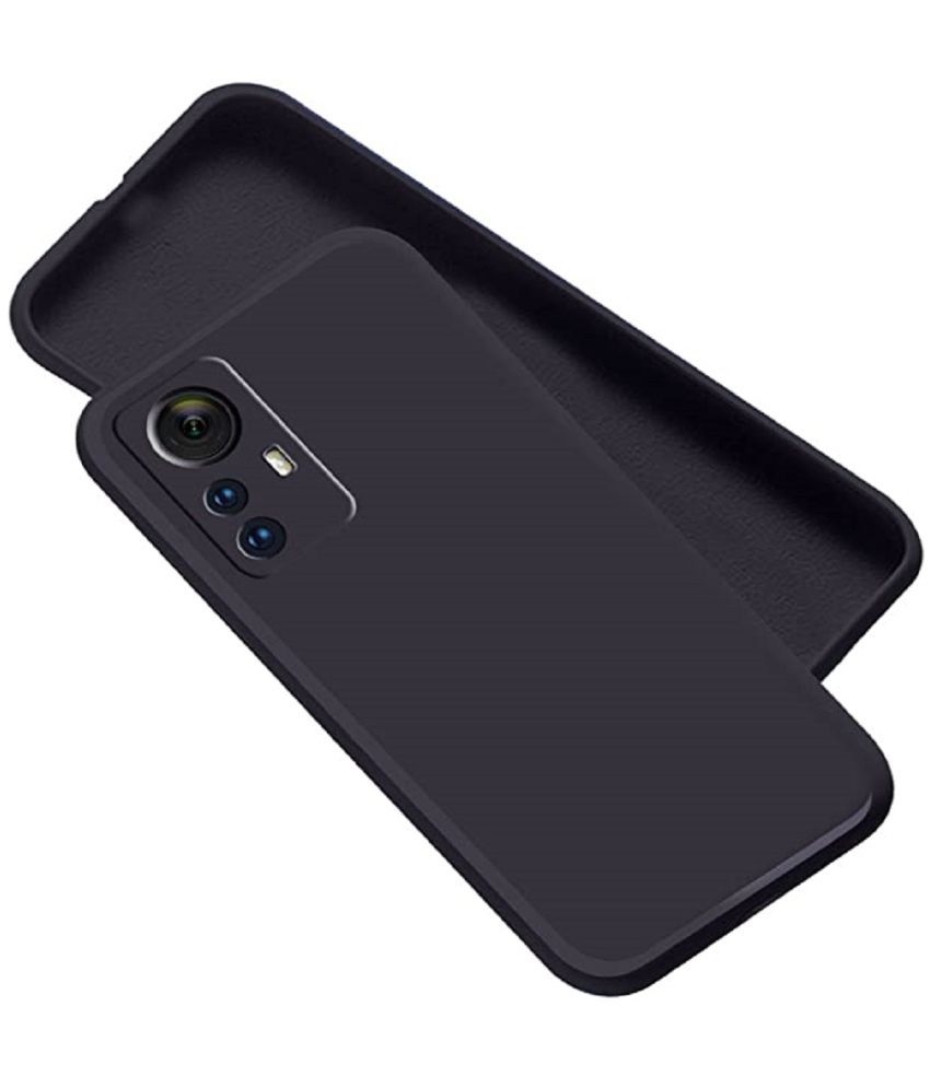     			Case Vault Covers - Black Silicon Plain Cases Compatible For Xiaomi Mi 12 Pro 5G ( Pack of 1 )