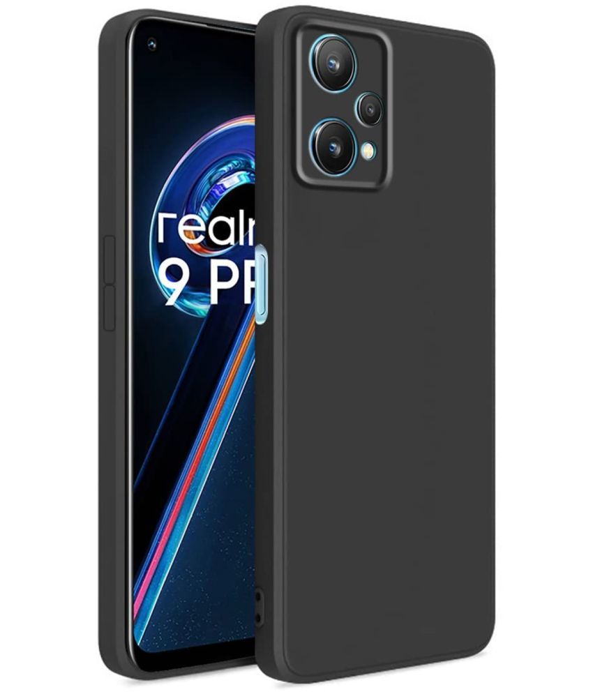     			Case Vault Covers - Black Silicon Plain Cases Compatible For Realme 9 4G ( Pack of 1 )