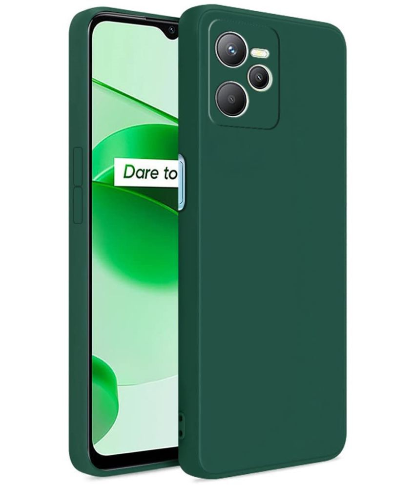     			Case Vault Covers - Green Silicon Plain Cases Compatible For Realme Narzo 50A Prime ( Pack of 1 )