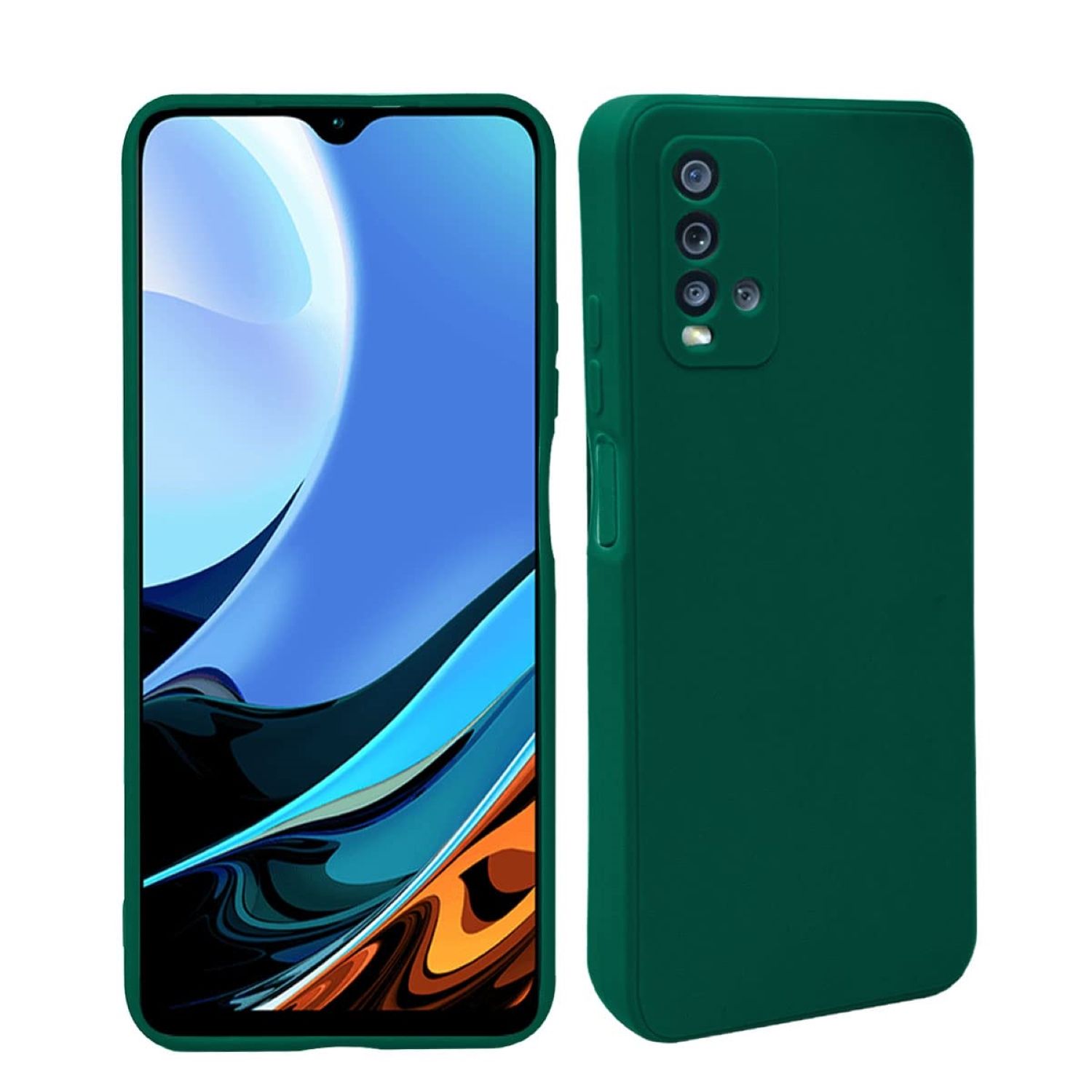     			Case Vault Covers - Green Silicon Plain Cases Compatible For Xiaomi Redmi 9 Power ( Pack of 1 )