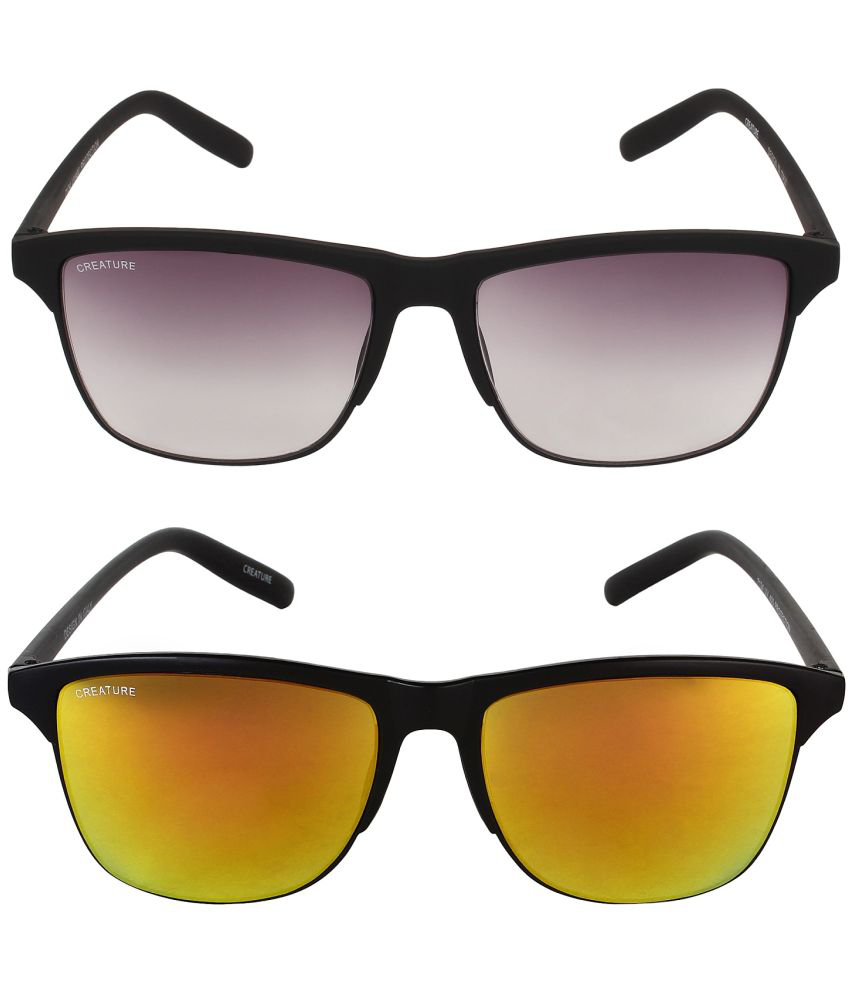     			Creature - Black Square Sunglasses ( Pack of 2 )