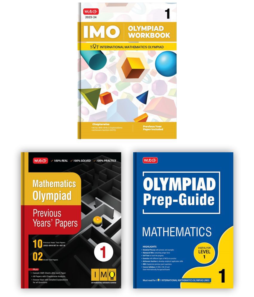     			MTG International Mathematics Olympiad (IMO) Workbook, Prep-Guide & Previous Years Papers with Self Test Paper Class 1 - SOF Olympiad Books For 2023-24 Exam (Set of 3 Books)