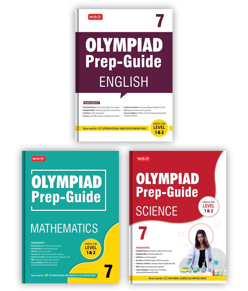     			MTG Olympiad Prep-Guide Class 7 - Achievers Section with IMO-NSO-IEO Chapterwise Previous Year Question Paper For SOF 2023-24 Exam, Set of 3 Books (Mathematics, Science, English)