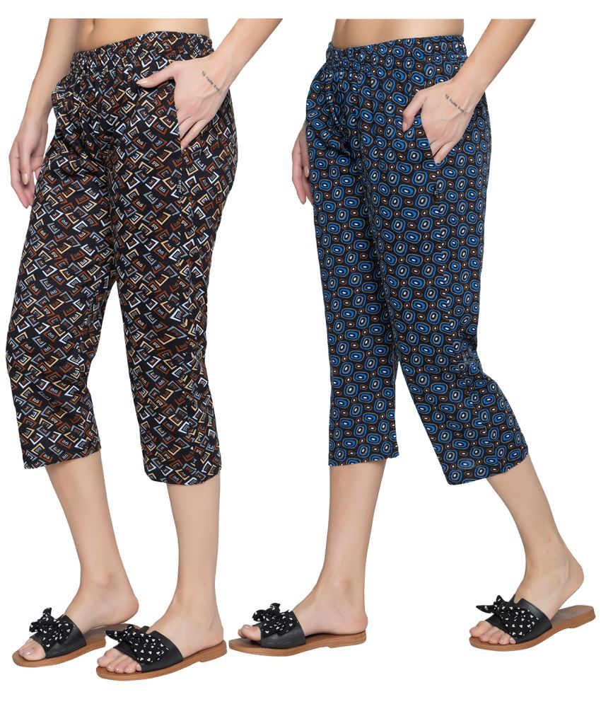     			Zeffit Cotton Capris - Multi Color Pack of 2