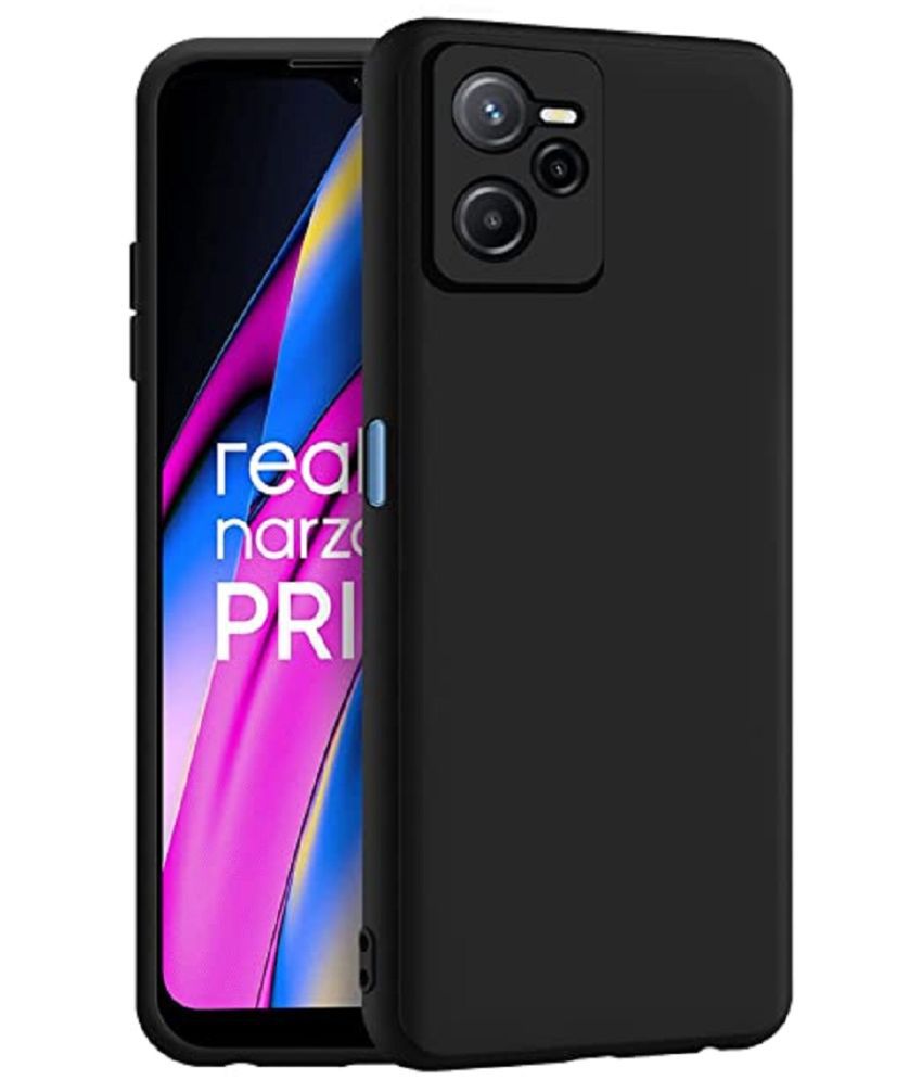     			Case Vault Covers - Black Silicon Plain Cases Compatible For Realme Narzo 50A Prime ( Pack of 1 )
