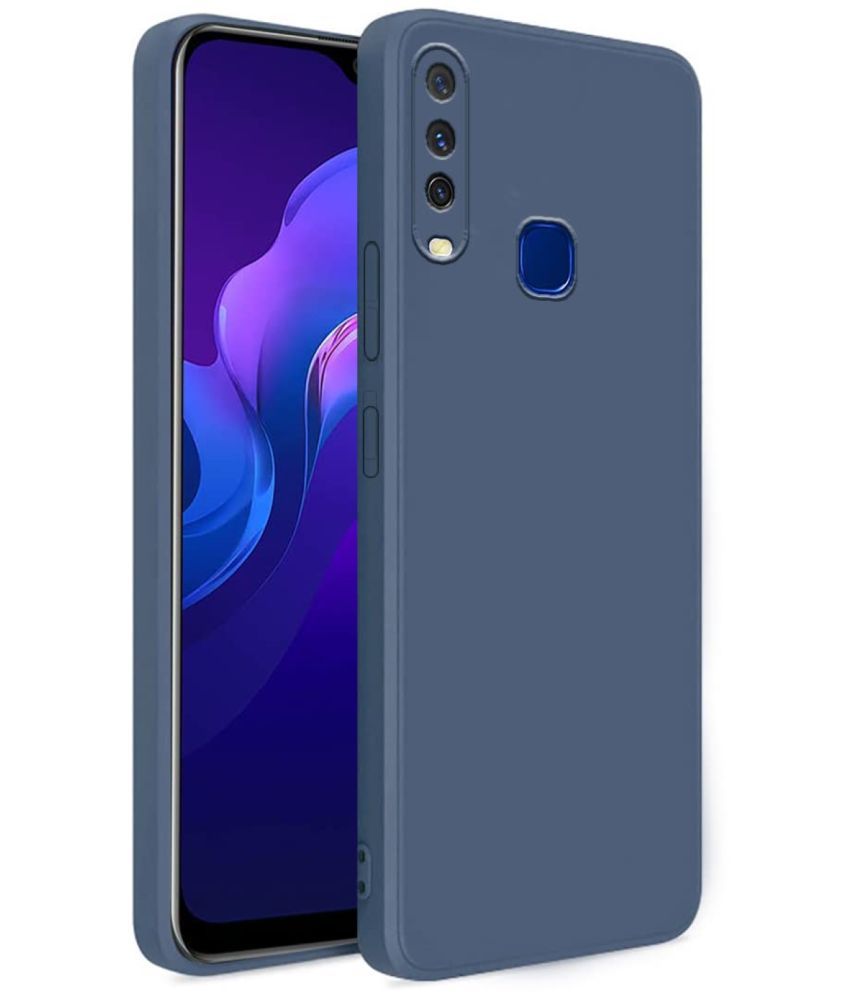     			Case Vault Covers - Blue Silicon Plain Cases Compatible For Vivo Y12 ( Pack of 1 )
