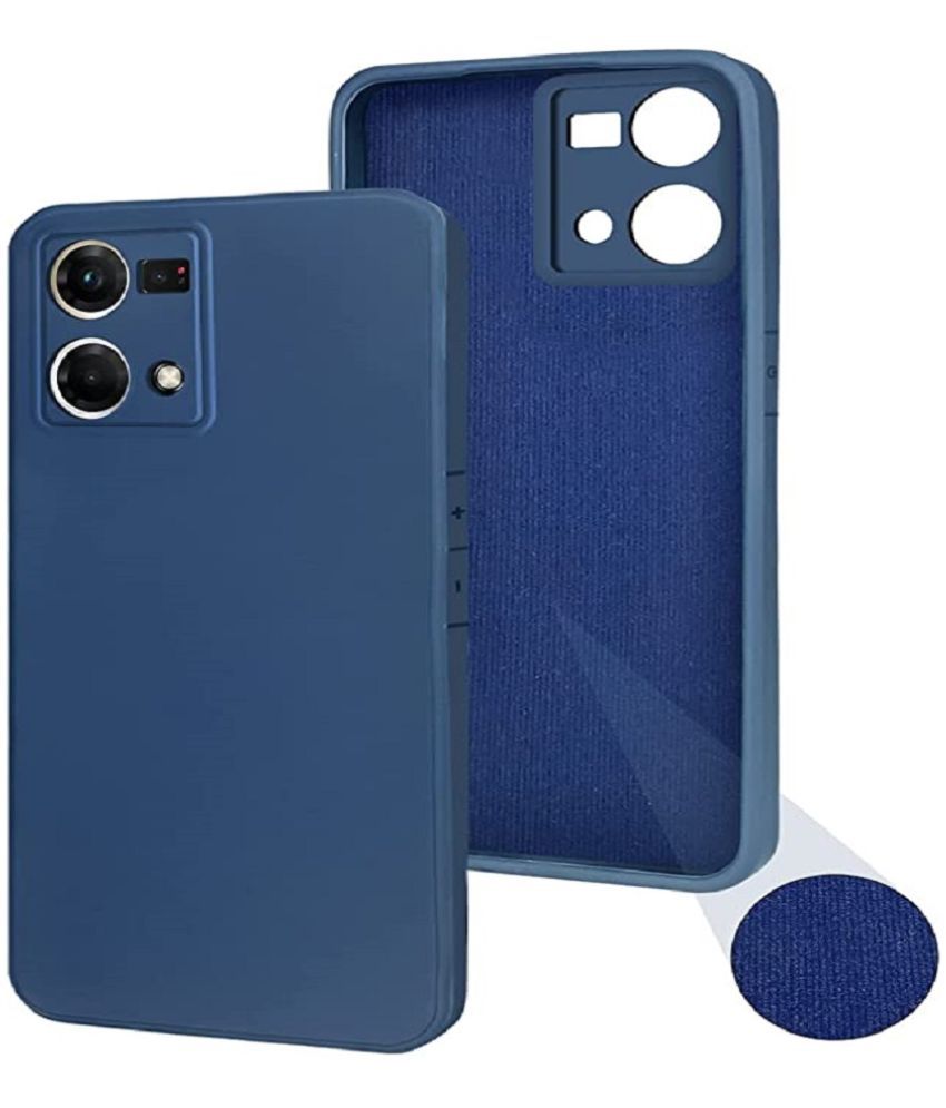     			Case Vault Covers - Blue Silicon Plain Cases Compatible For OPPO F21S PRO 4G ( Pack of 1 )