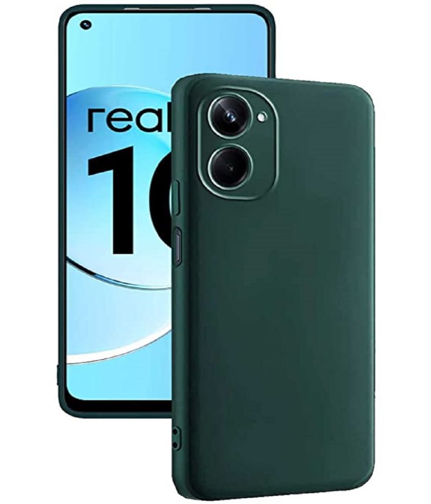     			Case Vault Covers - Green Silicon Plain Cases Compatible For REALME 10 4G ( Pack of 1 )