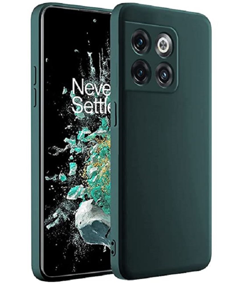     			Case Vault Covers - Green Silicon Plain Cases Compatible For Oneplus 10T 5G ( Pack of 1 )