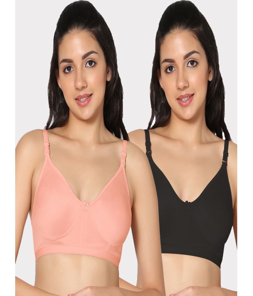     			IN CARE LINGERIE Pack of 2 Cotton Non Padded Women's T-Shirt Bra ( Multicolor )