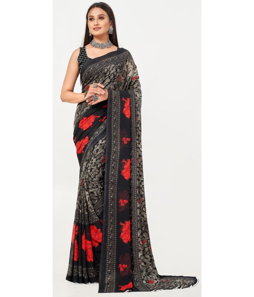     			LEELAVATI - Black Georgette Saree With Blouse Piece ( Pack of 1 )