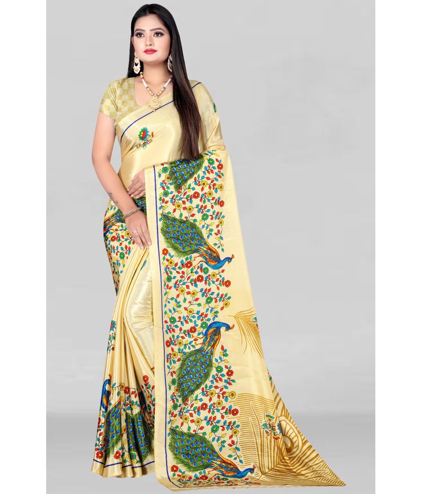    			LEELAVATI - Gold Crepe Saree With Blouse Piece ( Pack of 1 )