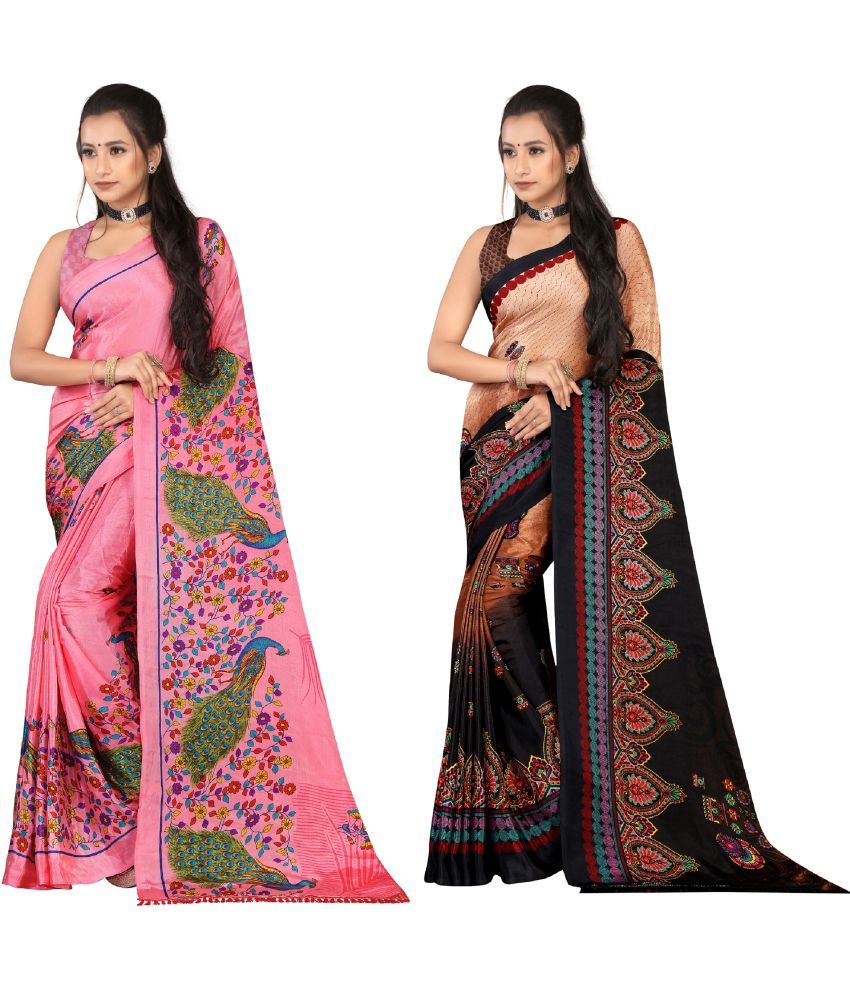     			LEELAVATI - Multicolor Crepe Saree With Blouse Piece ( Pack of 2 )