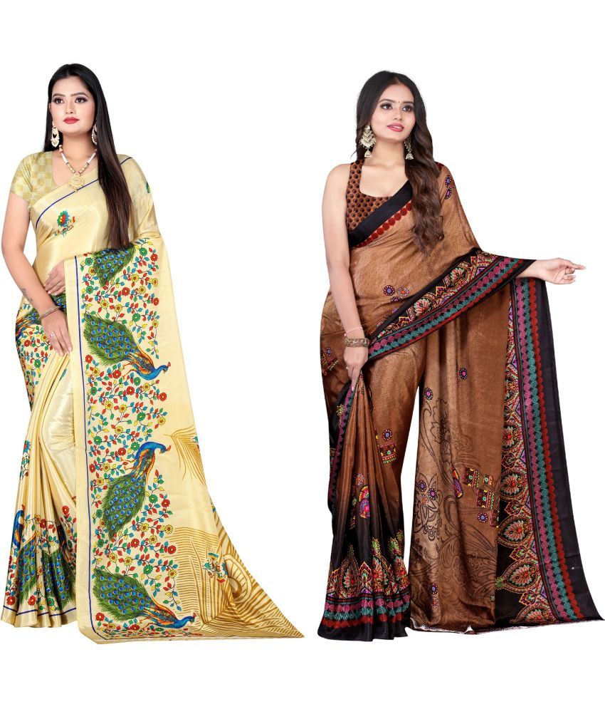     			LEELAVATI - Multicolor Crepe Saree With Blouse Piece ( Pack of 2 )