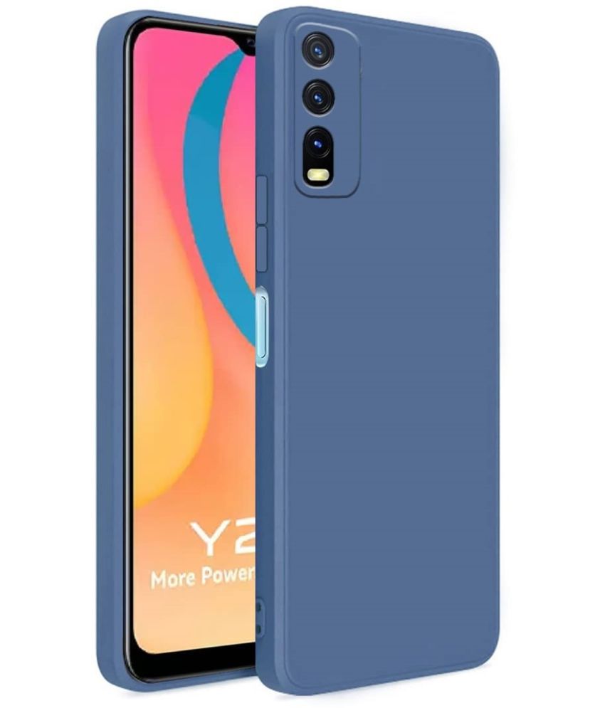     			ZAMN - Blue Silicon Plain Cases Compatible For Vivo Y12s ( Pack of 1 )