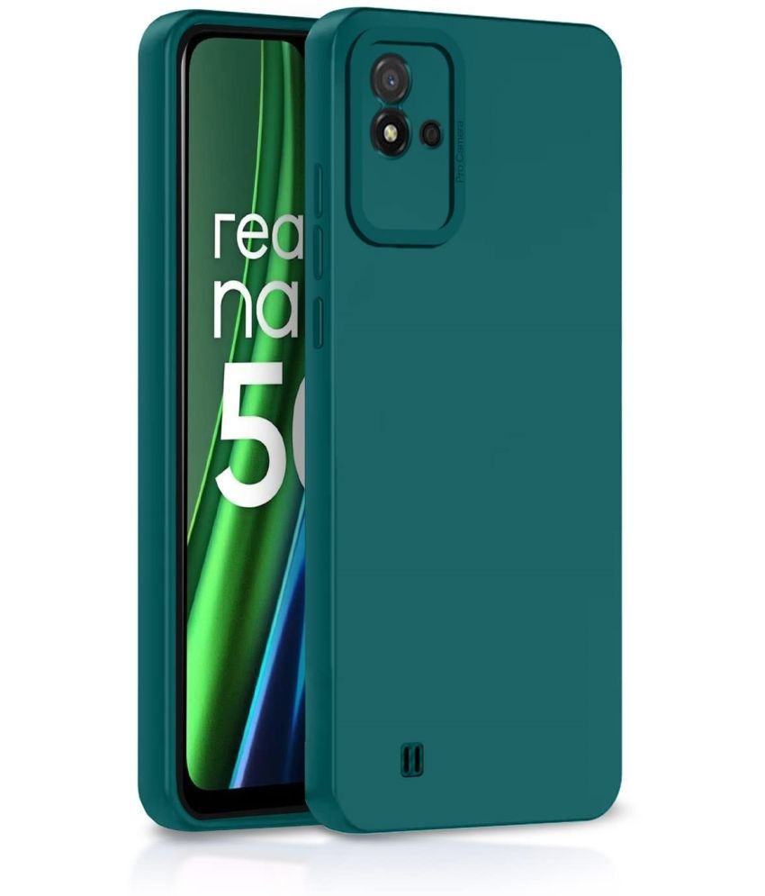     			ZAMN - Green Silicon Plain Cases Compatible For Realme Narzo 50i ( Pack of 1 )