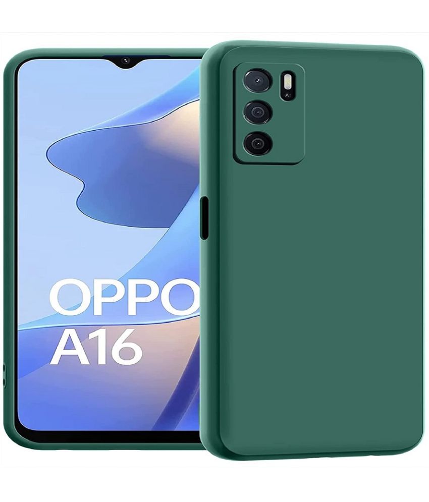     			ZAMN - Green Silicon Plain Cases Compatible For Oppo A16 ( Pack of 1 )