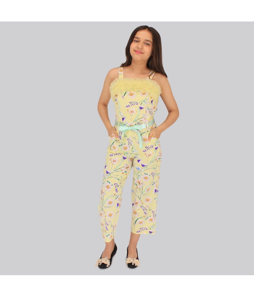     			Cutecumber - Yellow Georgette Girls Jumpsuit ( Pack of 1 )