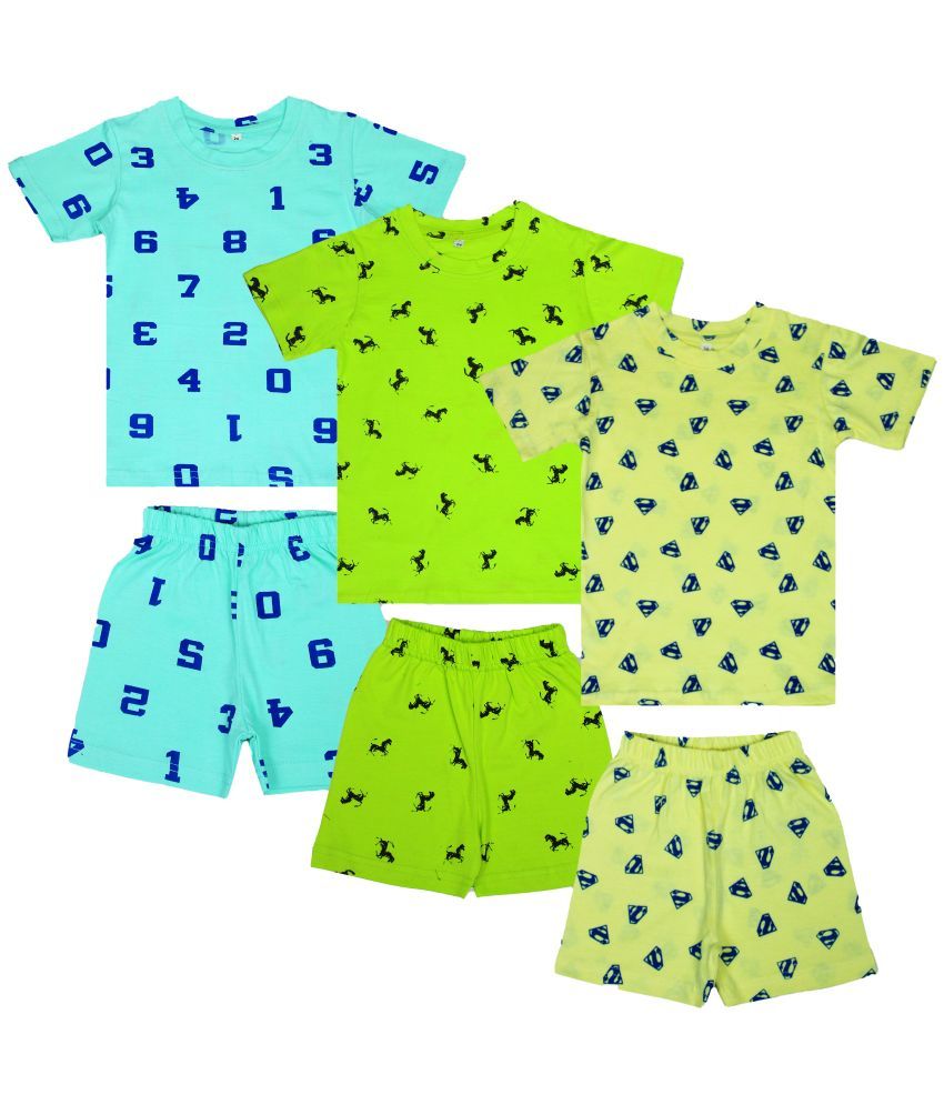     			Diaz - Multicolor Cotton Boys T-Shirt & Shorts ( Pack of 3 )