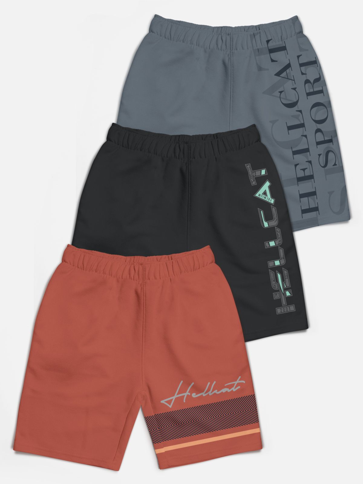     			HELLCAT Pack of 3 Cotton Blend Shorts For Boys ( Multi Color )