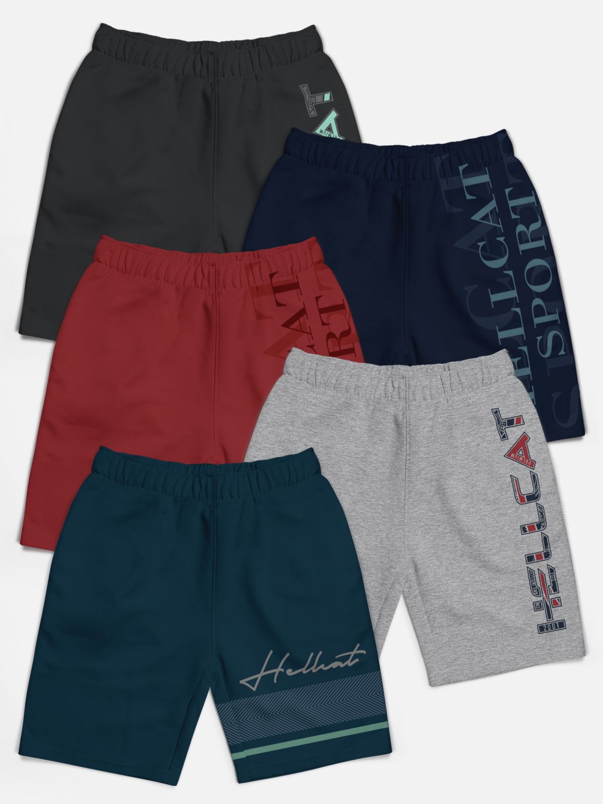     			HELLCAT - Multicolor Cotton Blend Boys Shorts ( Pack of 5 )