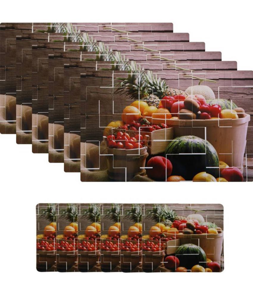     			HOMETALES PVC Abstract Rectangle Table Mats (45 cm x 30 cm) Pack of 6 - Multi