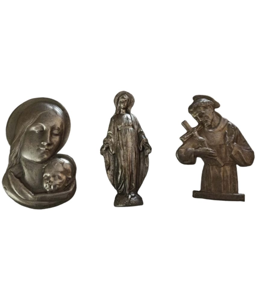     			Hop n Shop - Rare Mary & Jesus Set of 3 Medals 3 Antique Figurines