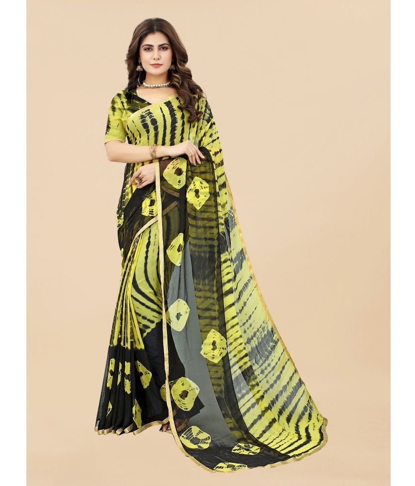     			Apnisha - Yellow Chiffon Saree With Blouse Piece ( Pack of 1 )