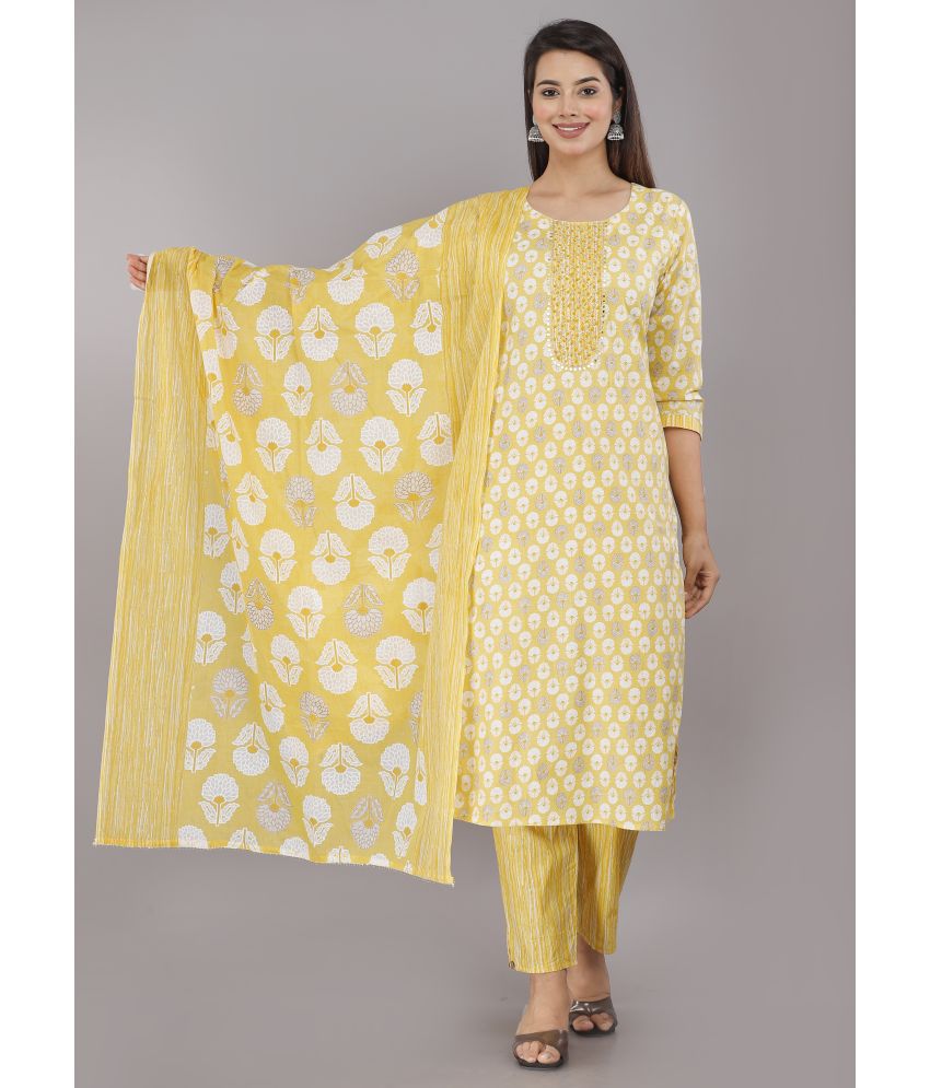     			JC4U - Yellow Straight Cotton Women's Stitched Salwar Suit ( Pack of 1 )