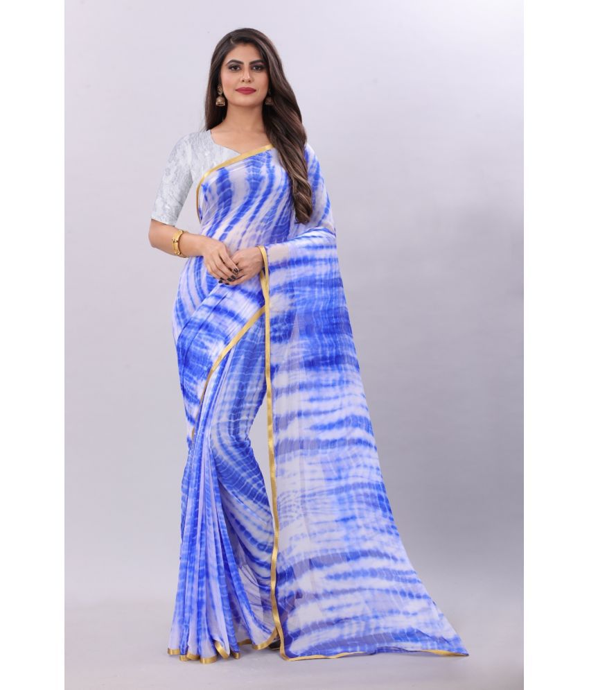     			JULEE - Blue Chiffon Saree With Blouse Piece ( Pack of 1 )