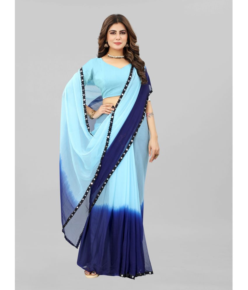     			JULEE - Navy Blue Chiffon Saree With Blouse Piece ( Pack of 1 )