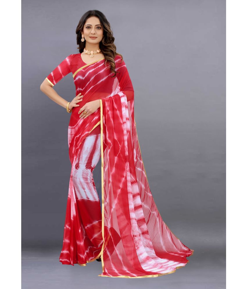 JULEE - Red Chiffon Saree With Blouse Piece ( Pack of 1 )