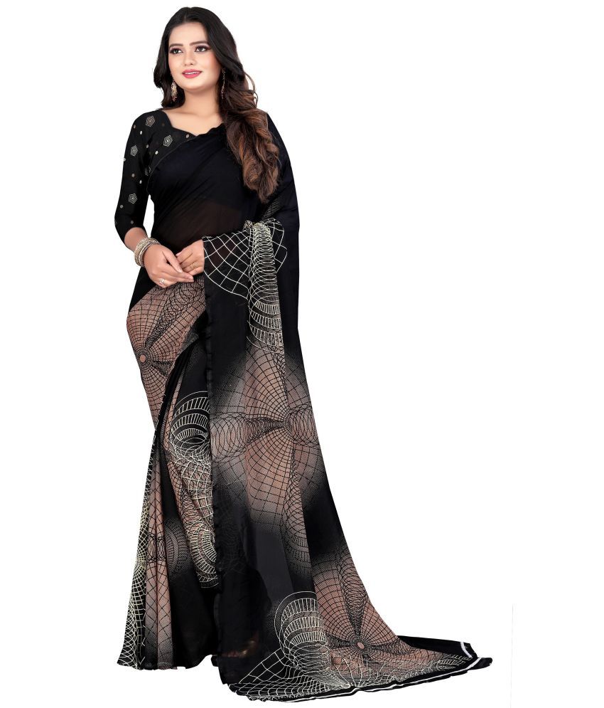     			LEELAVATI - Black Georgette Saree With Blouse Piece ( Pack of 1 )