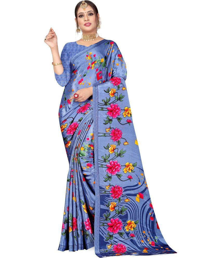     			LEELAVATI - Blue Crepe Saree With Blouse Piece ( Pack of 1 )