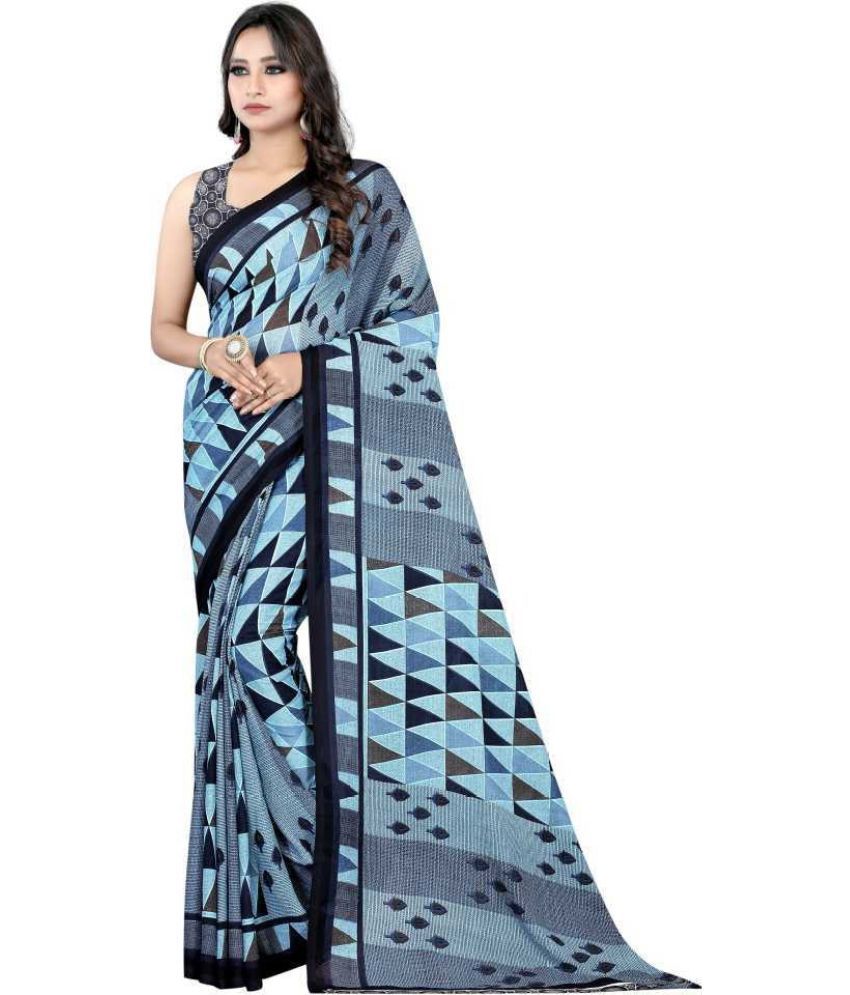     			LEELAVATI - Blue Georgette Saree With Blouse Piece ( Pack of 1 )