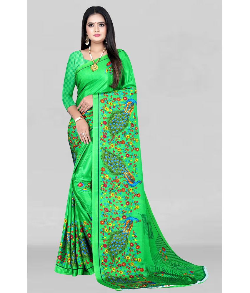     			LEELAVATI - Green Crepe Saree With Blouse Piece ( Pack of 1 )