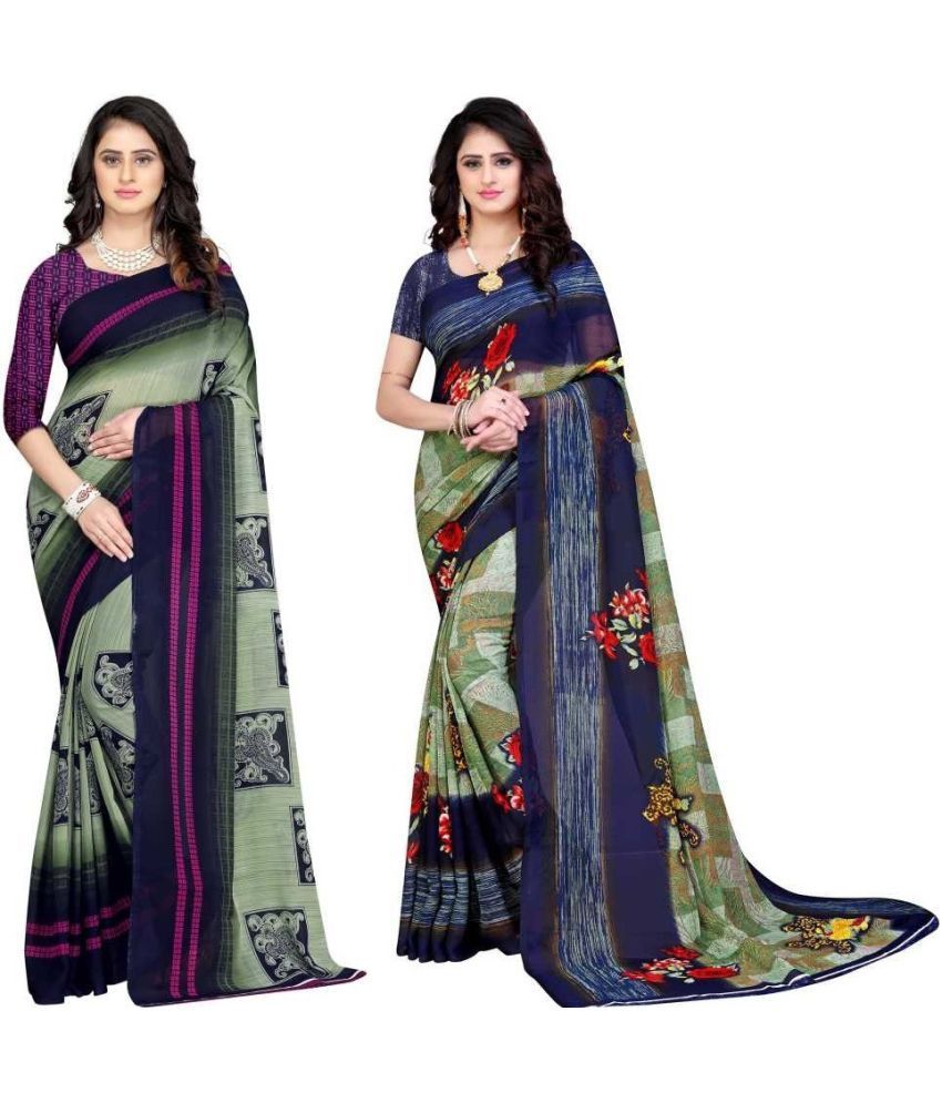     			LEELAVATI - Grey Georgette Saree With Blouse Piece ( Pack of 2 )