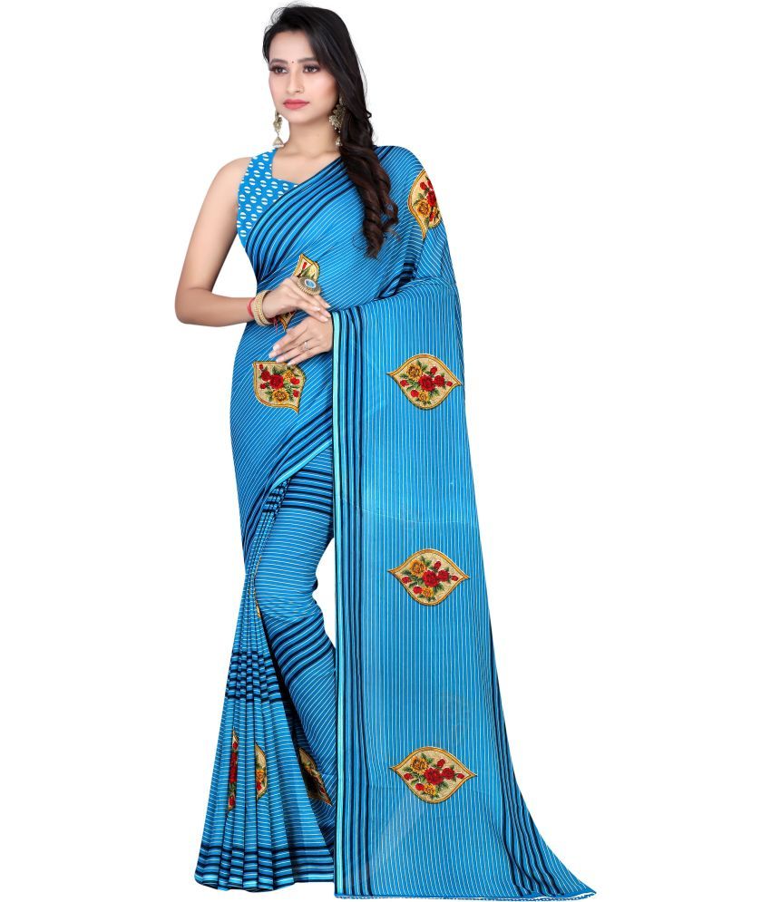     			LEELAVATI - Light Blue Georgette Saree With Blouse Piece ( Pack of 1 )