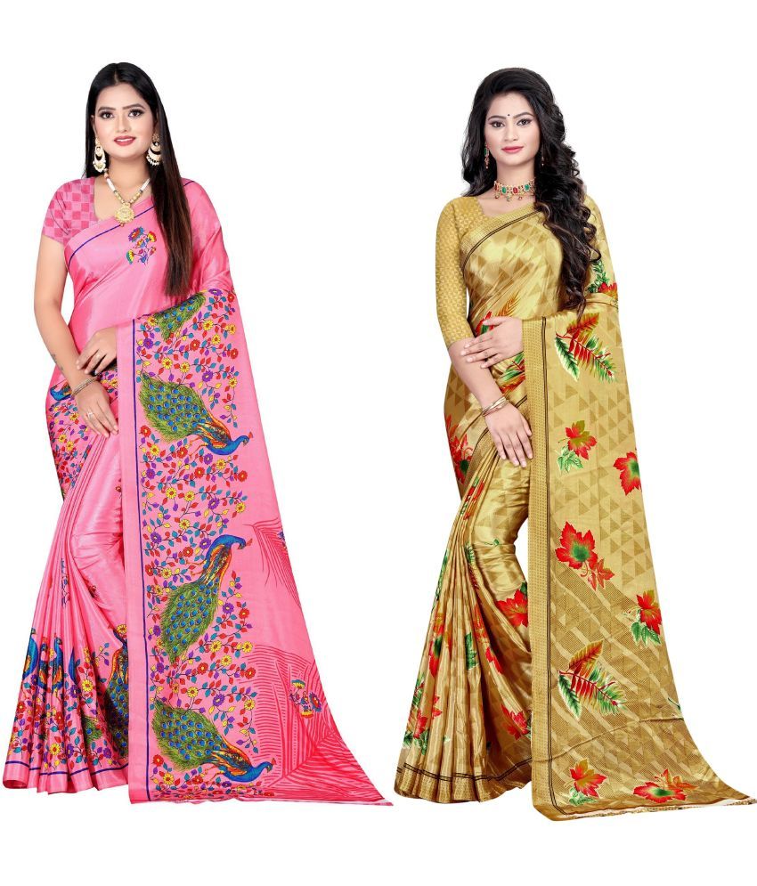     			LEELAVATI - Multicolor Crepe Saree With Blouse Piece ( Pack of 2 )