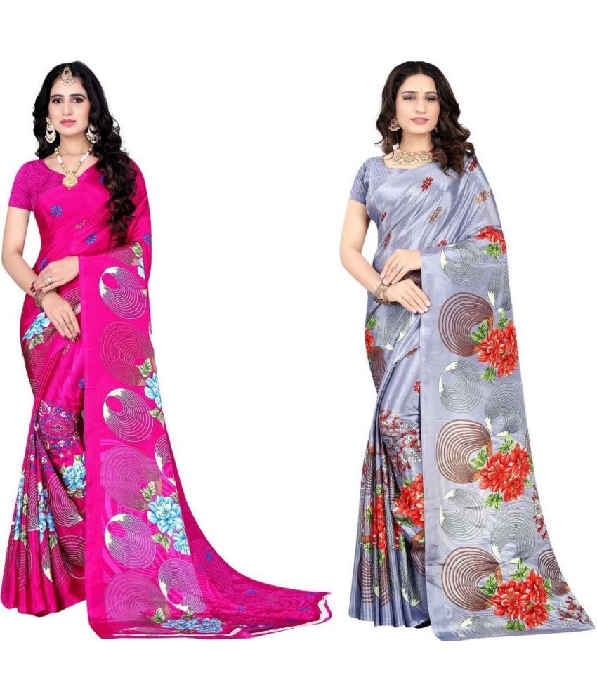     			LEELAVATI - Multicolor Crepe Saree With Blouse Piece ( Pack of 2 )