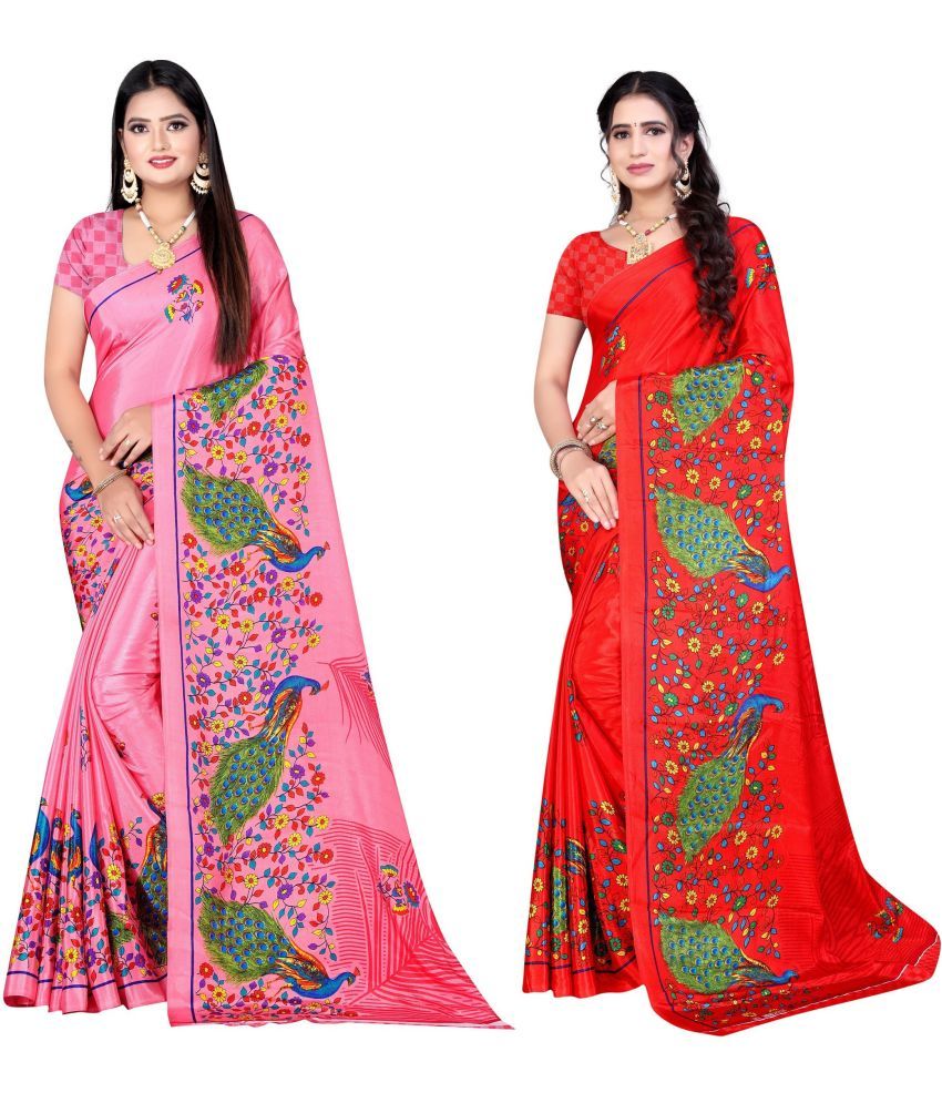     			LEELAVATI - Multicolor Crepe Saree With Blouse Piece ( Pack of 2 )