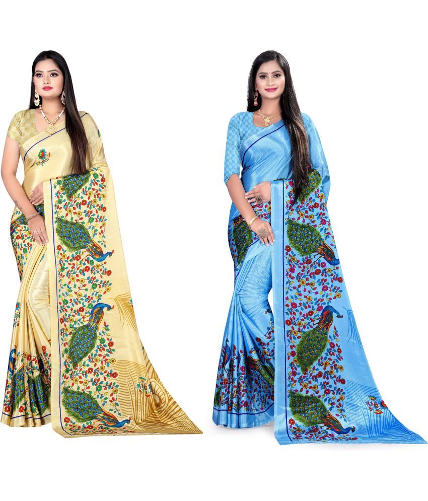     			LEELAVATI - Multicolor Crepe Saree With Blouse Piece ( Pack of 2 )