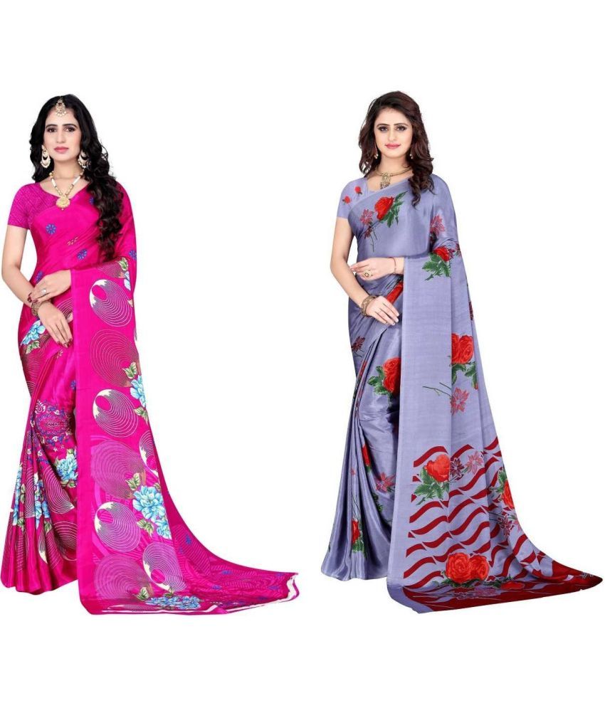     			LEELAVATI - Multicolor Crepe Saree With Blouse Piece ( Pack of 2 )