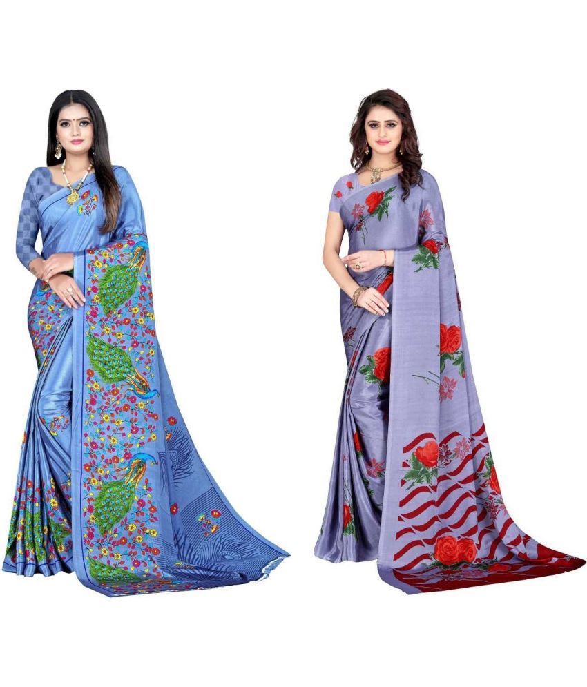     			LEELAVATI - Multicolor Crepe Saree With Blouse Piece ( Pack of 2 )