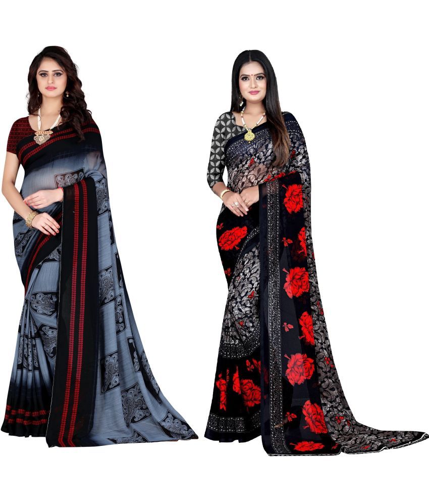     			LEELAVATI - Multicolor Georgette Saree With Blouse Piece ( Pack of 2 )