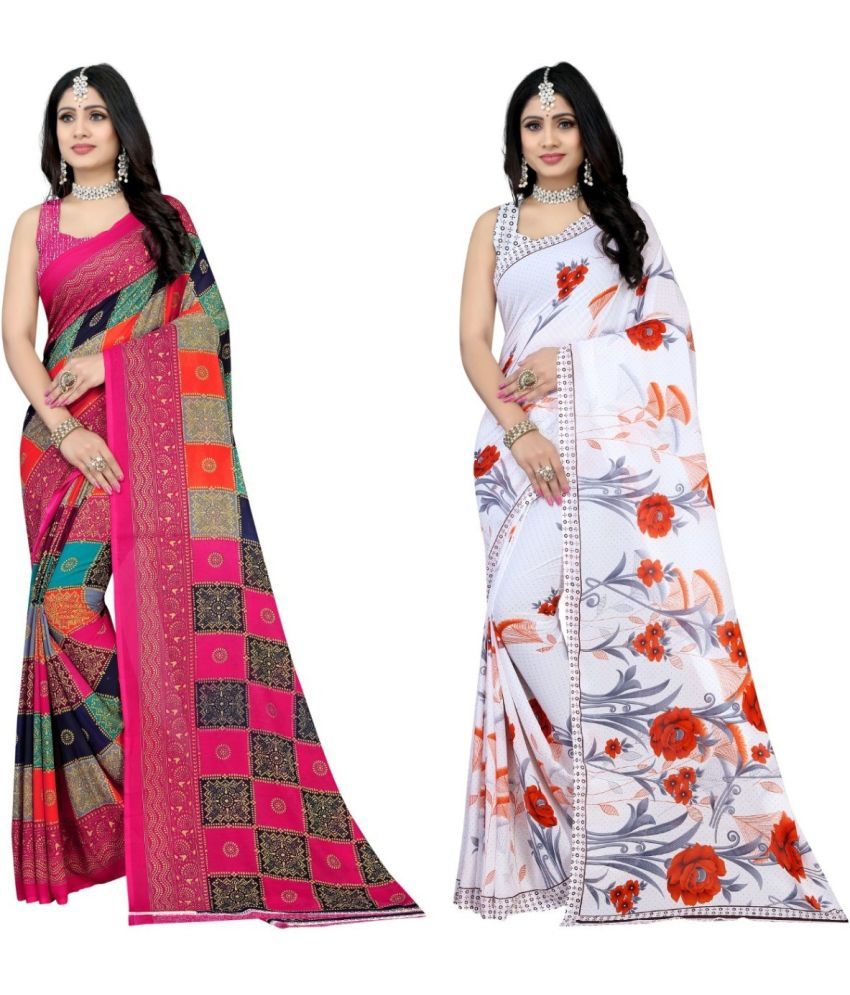     			LEELAVATI - Multicolor Georgette Saree With Blouse Piece ( Pack of 2 )