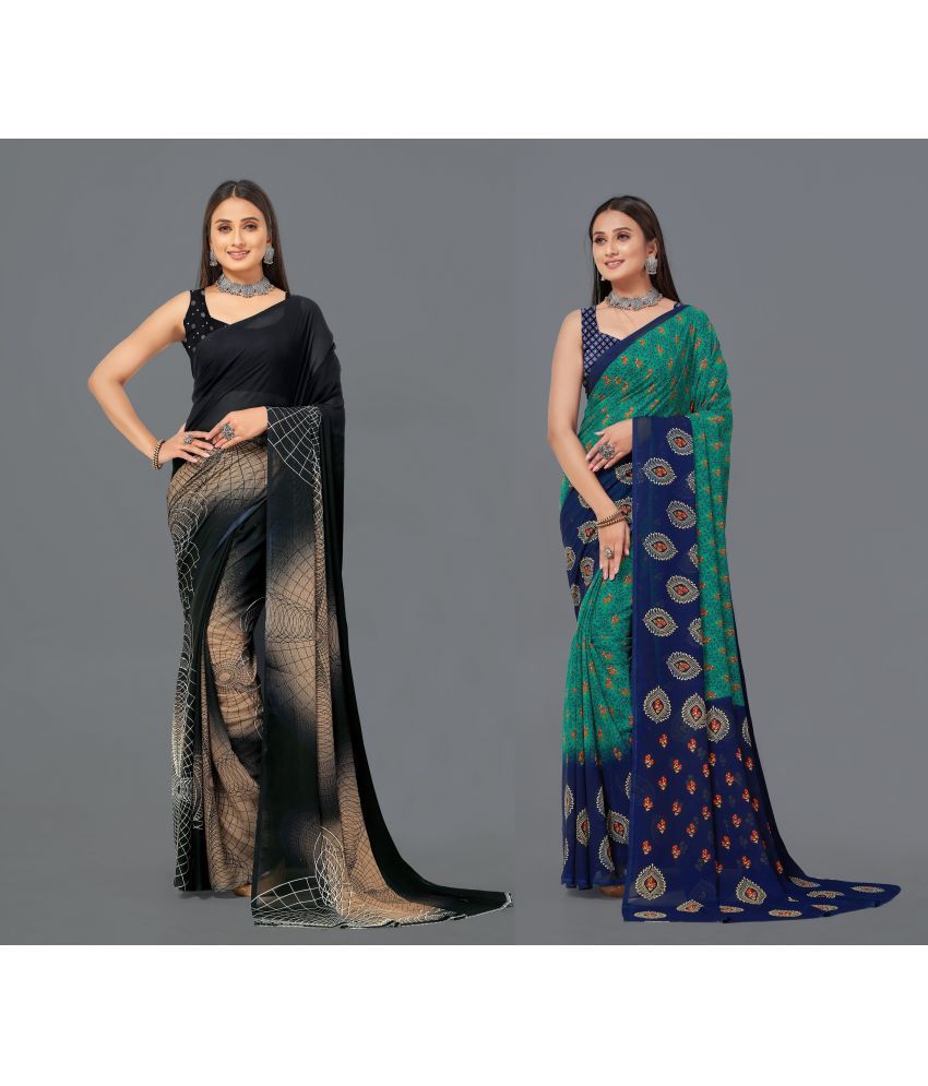     			LEELAVATI - Multicolor Georgette Saree With Blouse Piece ( Pack of 2 )