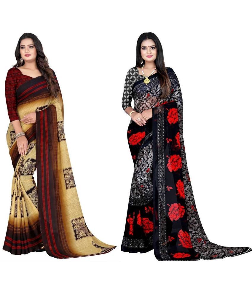     			LEELAVATI - Multicolor Georgette Saree With Blouse Piece ( Pack of 2 )